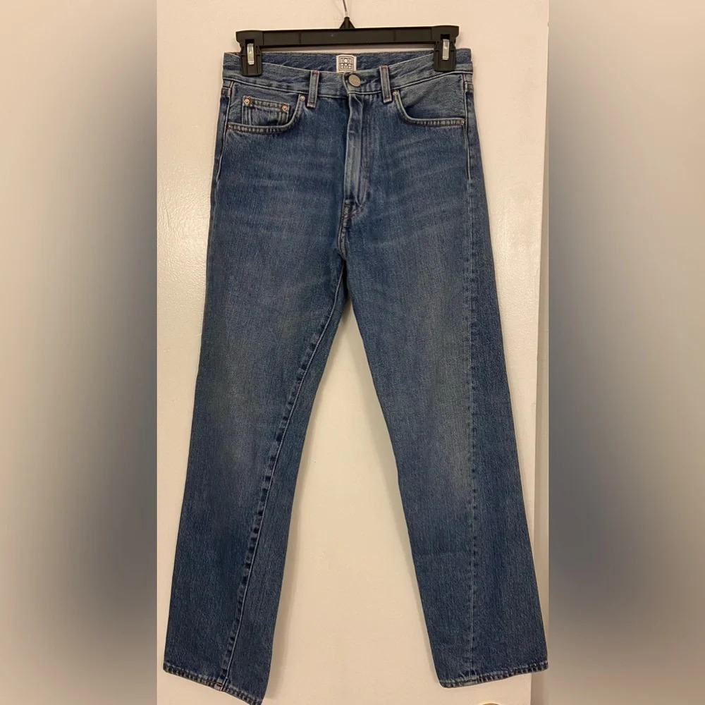 Toteme Twisted Seam Denim Straight Leg Jeans Blue Size 24